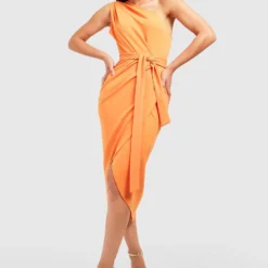 Robe Mi-longue Asymétrique -Pas Cher Vêtue Diva Magasin gzz54937 orange xl 2