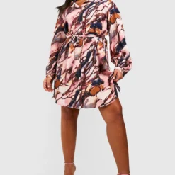 Grande Taille - Robe Chemise Imprimée 8 Grande Taille - Robe Chemise Imprimée -Pas Cher Vêtue Diva Magasin gzz55138 pink xl 2