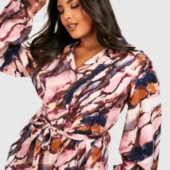 Grande Taille - Robe Chemise Imprimée 9 Grande Taille - Robe Chemise Imprimée -Pas Cher Vêtue Diva Magasin gzz55138 pink xl 3