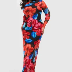 Grande Taille - Robe Longue Fleurie En Mesh