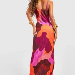 Robe Longue Plissée à Imprimé Abstrait 7 Robe Longue Plissée à Imprimé Abstrait -Pas Cher Vêtue Diva Magasin gzz55179 purple xl 1