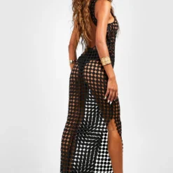 Robe Longue En Crochet -Pas Cher Vêtue Diva Magasin gzz55185 black xl 2