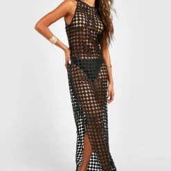 Robe Longue En Crochet -Pas Cher Vêtue Diva Magasin gzz55185 black xl 3