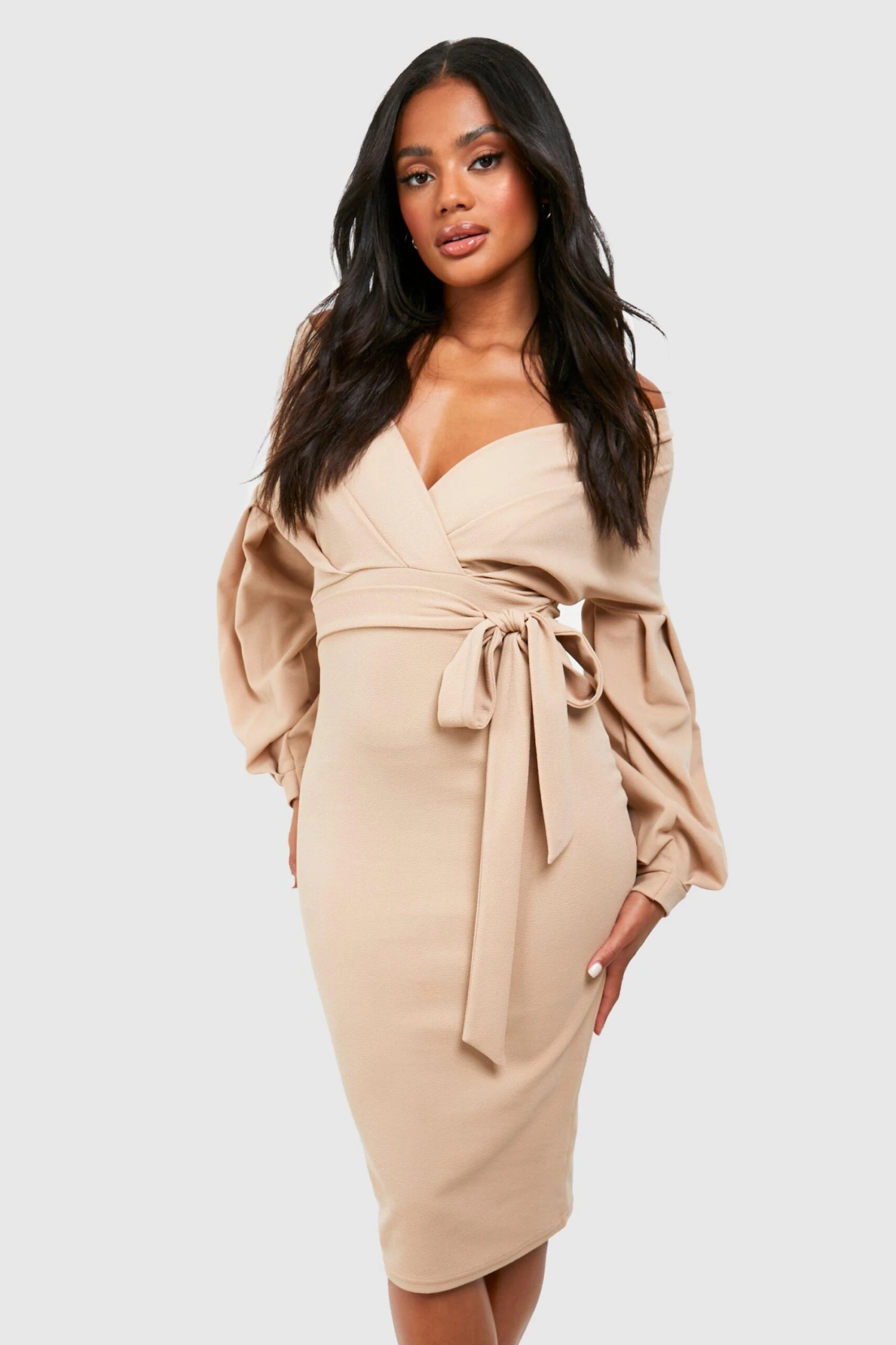 BOOHOO Robe Cache-cœur Mi-longue à épaules Dénudées 3 BOOHOO Robe Cache-cœur Mi-longue à épaules Dénudées