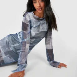 Petite - Robe Mi-longue En Mesh -Pas Cher Vêtue Diva Magasin gzz55330 denim blue xl 2