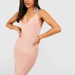 Petite - Robe Mi-longue à Coutures Apparentes -Pas Cher Vêtue Diva Magasin gzz55478 blush xl 2