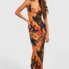 Robe Longue En Mesh Imprimé Tropical -Pas Cher Vêtue Diva Magasin gzz55510 orange xl