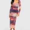 Robe Mi-longue En Mesh à Imprimé Nuages -Pas Cher Vêtue Diva Magasin gzz55511 orange xl scaled
