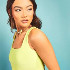 Robe Longue Basique à Col Carré -Pas Cher Vêtue Diva Magasin gzz55786 lime xl 3 scaled