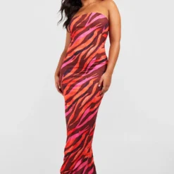 Grande Taille - Robe Bandeau Zébrée -Pas Cher Vêtue Diva Magasin gzz55815 red xl 2