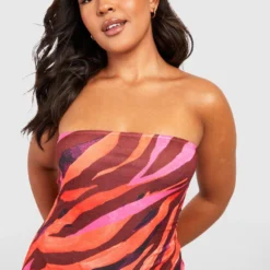 Grande Taille - Robe Bandeau Zébrée -Pas Cher Vêtue Diva Magasin gzz55815 red xl 3