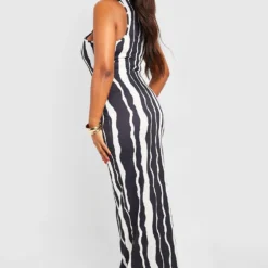 Grande Taille - Robe Longue Rayée à Col Nageur -Pas Cher Vêtue Diva Magasin gzz55816 black xl 1