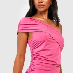 Petite - Robe Longue Froncée Asymétrique -Pas Cher Vêtue Diva Magasin gzz55838 hot20pink xl 3