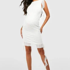 Maternité - Robe Courte En Mesh à Volants