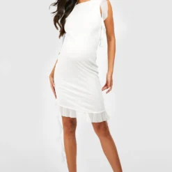 Maternité - Robe Courte En Mesh à Volants -Pas Cher Vêtue Diva Magasin gzz55850 white xl 2