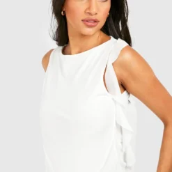 Maternité - Robe Courte En Mesh à Volants -Pas Cher Vêtue Diva Magasin gzz55850 white xl 3