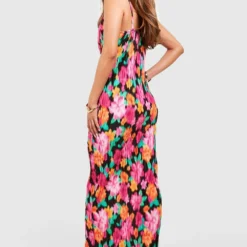 Robe Longue Fleurie Plissée -Pas Cher Vêtue Diva Magasin gzz55886 pink xl 1