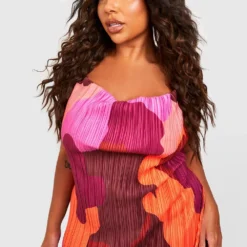 Grande Taille - Robe Mi-longue Imprimée Plissée -Pas Cher Vêtue Diva Magasin gzz55904 purple xl 3