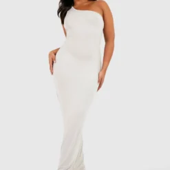 BOOHOO Grande Taille - Robe Longue Asymétrique En Jersey -Pas Cher Vêtue Diva Magasin gzz55905 stone xl 2 scaled