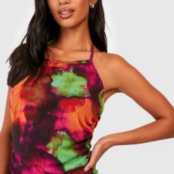 Petite - Robe Mi-longue En Mesh Imprimé Abstrait -Pas Cher Vêtue Diva Magasin gzz55934 multi xl 3