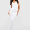 Petite - Robe Longue Côtelée Nouée à Dentelle -Pas Cher Vêtue Diva Magasin gzz55938 white xl