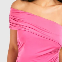 Maternité - Robe De Grossesse Froncée Asymétrique -Pas Cher Vêtue Diva Magasin gzz56168 hot20pink xl 3 scaled