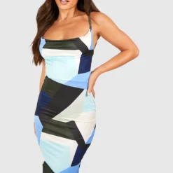 BOOHOO Tall - Robe Mi-longue à Col Bénitier Et Imprimé Abstrait