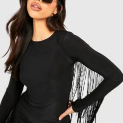 Tall - Robe Mi-longue à Franges -Pas Cher Vêtue Diva Magasin gzz56366 black xl 3