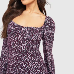 Robe Mi-longue Fleurie Froncée -Pas Cher Vêtue Diva Magasin gzz56437 maroon xl 3 scaled