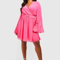 Grande Taille - Robe Patineuse à Manches évasées -Pas Cher Vêtue Diva Magasin gzz56664 hot20pink xl 2