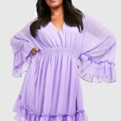 Grande Taille - Robe Babydoll à Manches Larges -Pas Cher Vêtue Diva Magasin gzz56725 lilac xl 3 scaled
