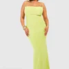 Grande Taille - Robe Longue Soyeuse à Col Bénitier -Pas Cher Vêtue Diva Magasin gzz56731 lime xl scaled
