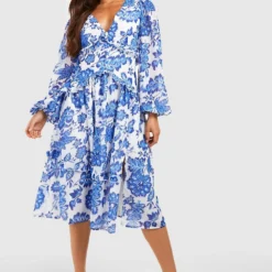 Tall - Robe Mi-longue Fleurie à Volants