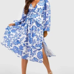 Tall - Robe Mi-longue Fleurie à Volants 8 Tall - Robe Mi-longue Fleurie à Volants -Pas Cher Vêtue Diva Magasin gzz56779 blue xl 2