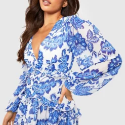 Tall - Robe Mi-longue Fleurie à Volants 9 Tall - Robe Mi-longue Fleurie à Volants -Pas Cher Vêtue Diva Magasin gzz56779 blue xl 3