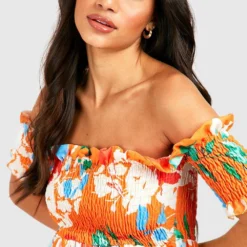 Maternité - Robe De Grossesse Longue Froncée à épaules Dénudées -Pas Cher Vêtue Diva Magasin gzz57068 orange xl 3