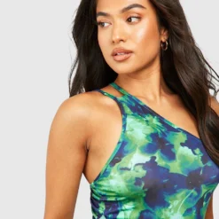 Petite - Robe Longue Asymétrique à Dos Croisé -Pas Cher Vêtue Diva Magasin gzz57192 green xl 3