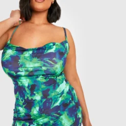 BOOHOO Grande Taille - Robe Longue Imprimée à Col Bénitier -Pas Cher Vêtue Diva Magasin gzz57196 green xl 3