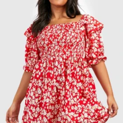 Grande Taille - Robe Babydoll à Imprimé Fleuri