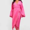 Grande Taille - Robe Portefeuille à Franges -Pas Cher Vêtue Diva Magasin gzz57756 magenta xl