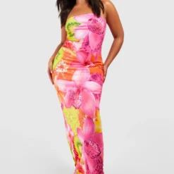 Grande Taille - Robe Bandeau à Imprimé Fruits -Pas Cher Vêtue Diva Magasin gzz57908 hot20pink xl 2