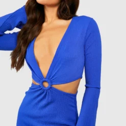 Robe Longue Découpée à Manches évasées Et Anneau -Pas Cher Vêtue Diva Magasin gzz58012 cobalt xl 3 scaled