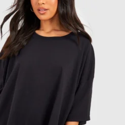 Petite - Robe T-shirt Basique En Coton -Pas Cher Vêtue Diva Magasin gzz58079 black xl 3 scaled