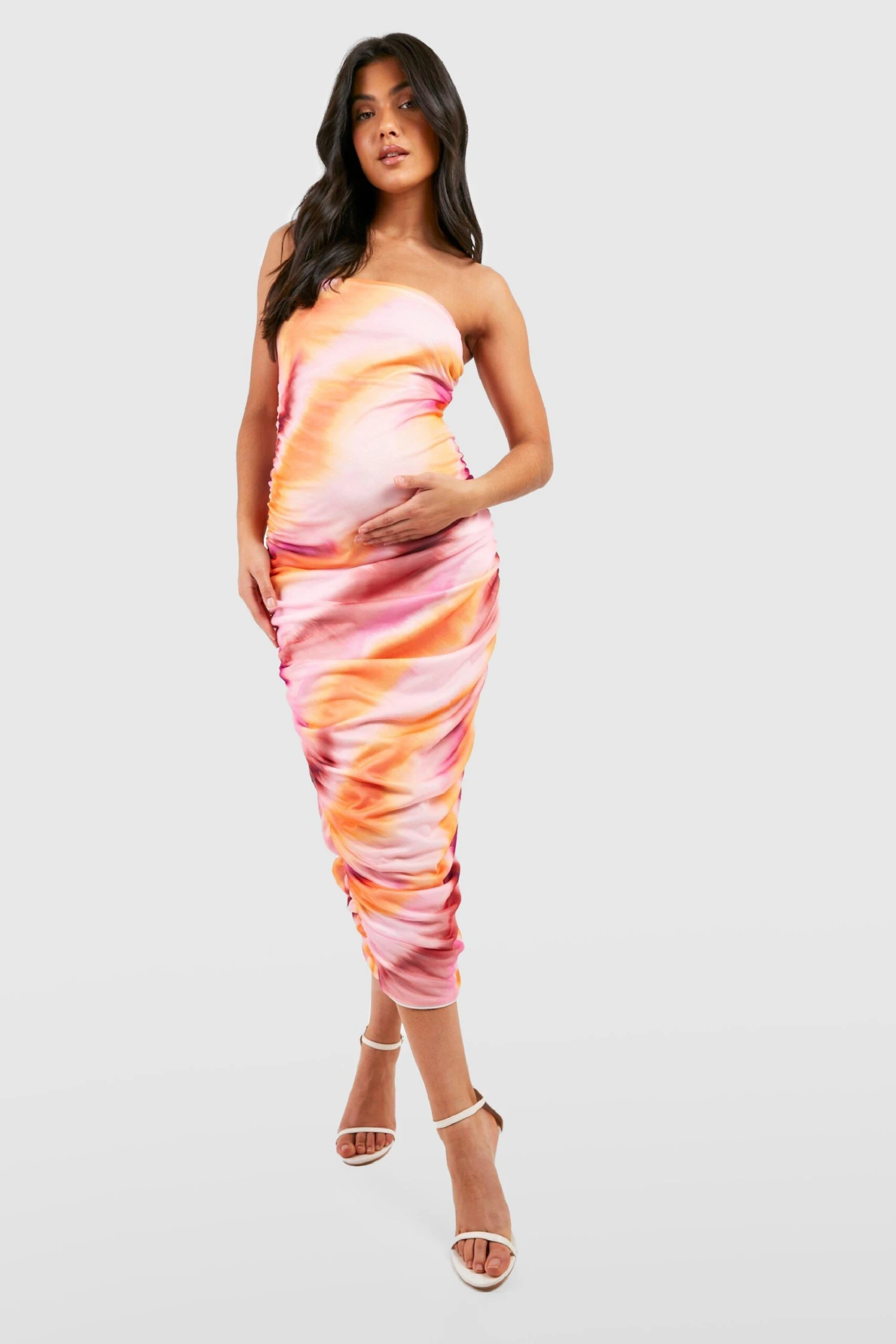 BOOHOO Maternité - Robe De Grossesse Mi-longue Froncée Tie Dye 3 BOOHOO Maternité - Robe De Grossesse Mi-longue Froncée Tie Dye