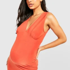 Maternité - Robe De Grossesse Longue Col V 9 Maternité - Robe De Grossesse Longue Col V -Pas Cher Vêtue Diva Magasin gzz58107 orange xl 3