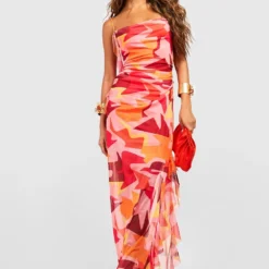 Robe Longue Abstraite à Volants