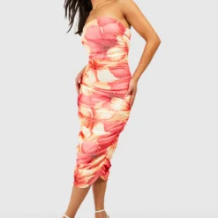 Petite - Robe Bandeau Fleurie Froncée