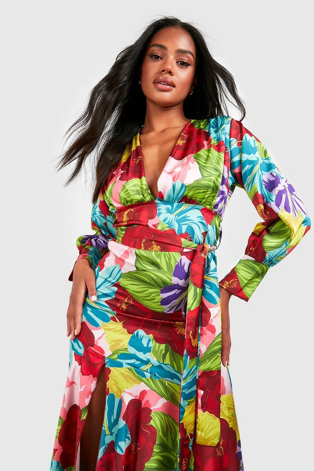 Robe Longue Fendue Satinée Imprimée 6 Robe Longue Fendue Satinée Imprimée – Image 4