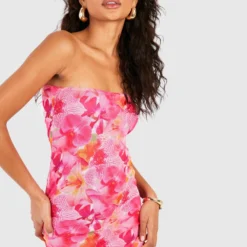 Robe Bandeau Fleurie En Mesh -Pas Cher Vêtue Diva Magasin gzz59346 pink xl 2 scaled