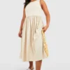 BOOHOO Grande Taille - Robe Mi-longue Sans Manches En Coton -Pas Cher Vêtue Diva Magasin gzz59448 stone xl scaled